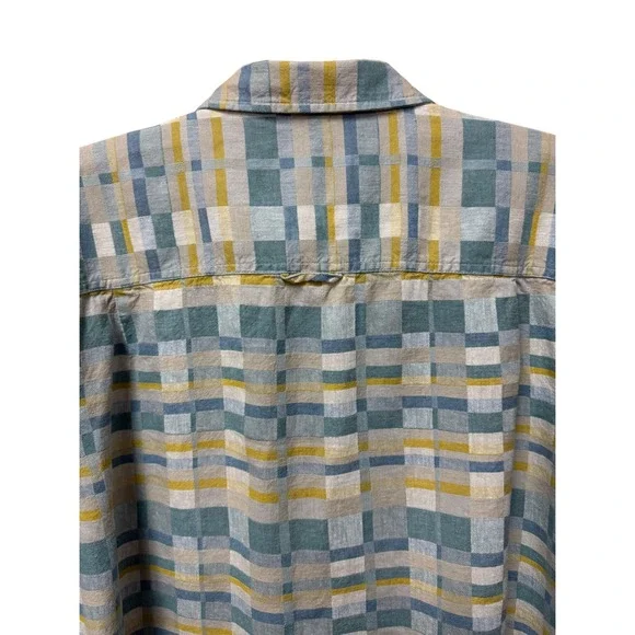 Royal Robbins Shirt Men's XL Plaid Linen/Organic Cotton Outdoor Travel Coastal - Picture 4 of 7